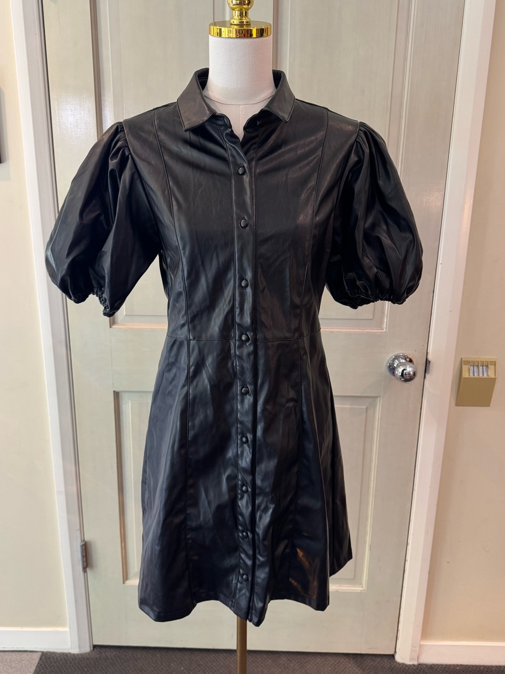 THML Black Faux Leather Dress